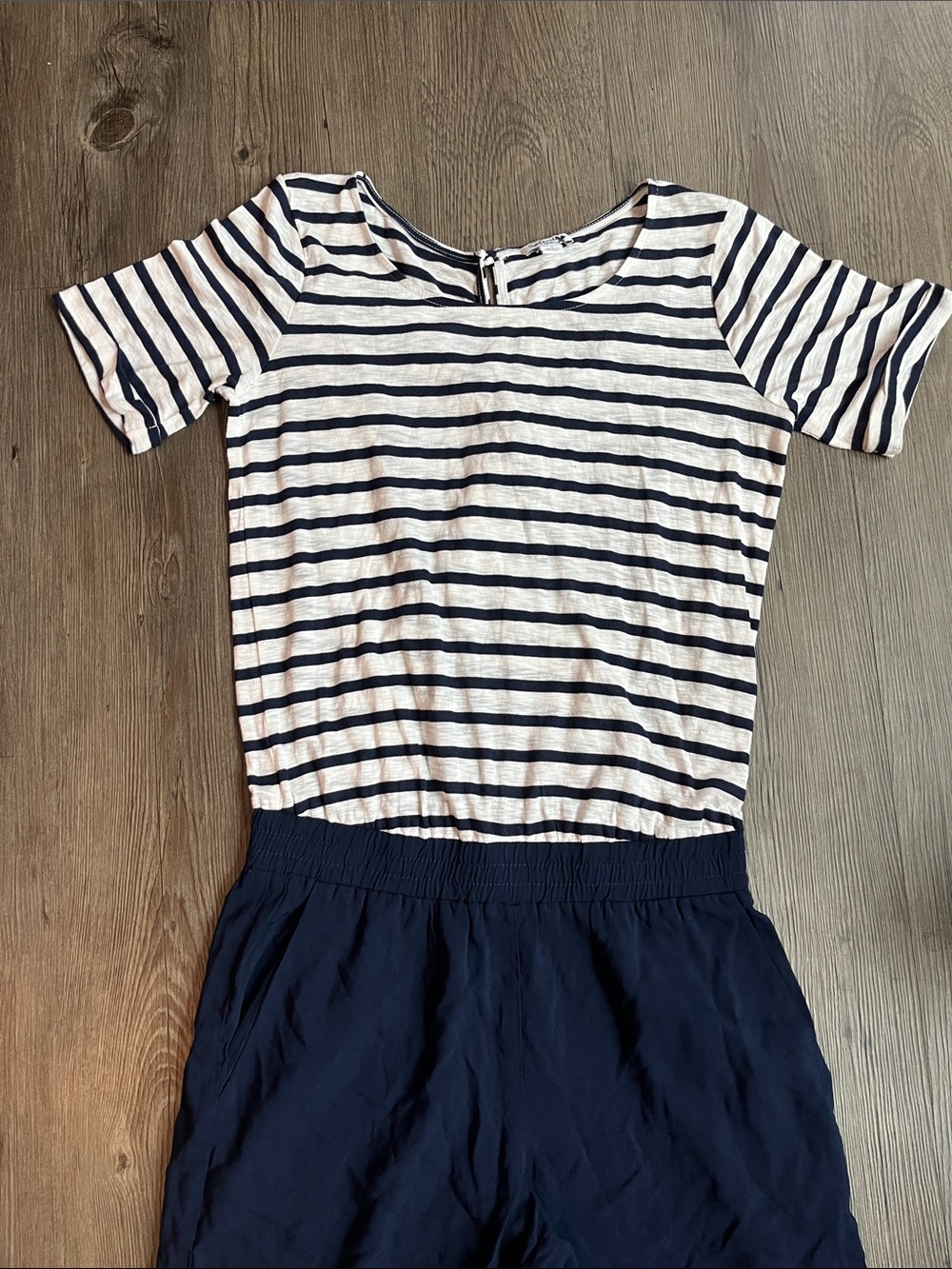 SPLENDID Supersoft Navy & White Striped Short Sleeve Jumpsuit
